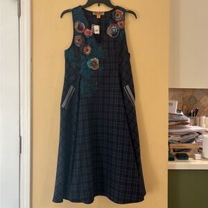 Anthropologie Floral Plaid Dress